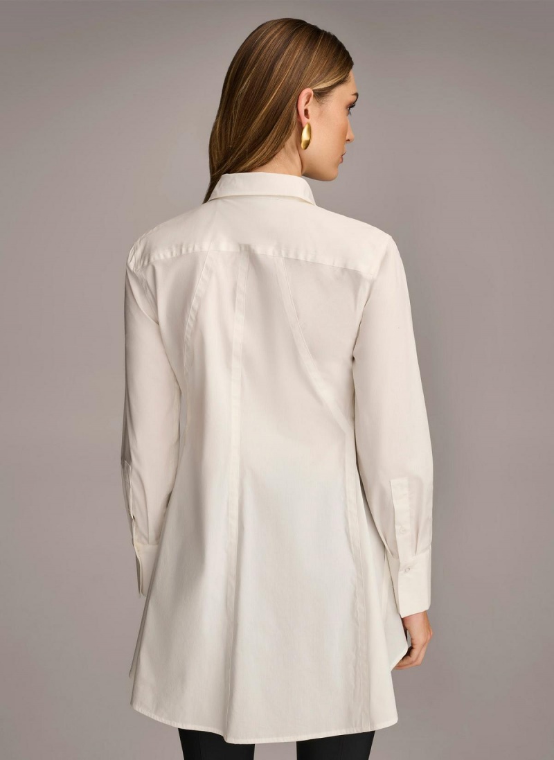 Cream Donna Karan Long Sleeve A-line Tunic Sweaters and Tops | Canada_DK13868