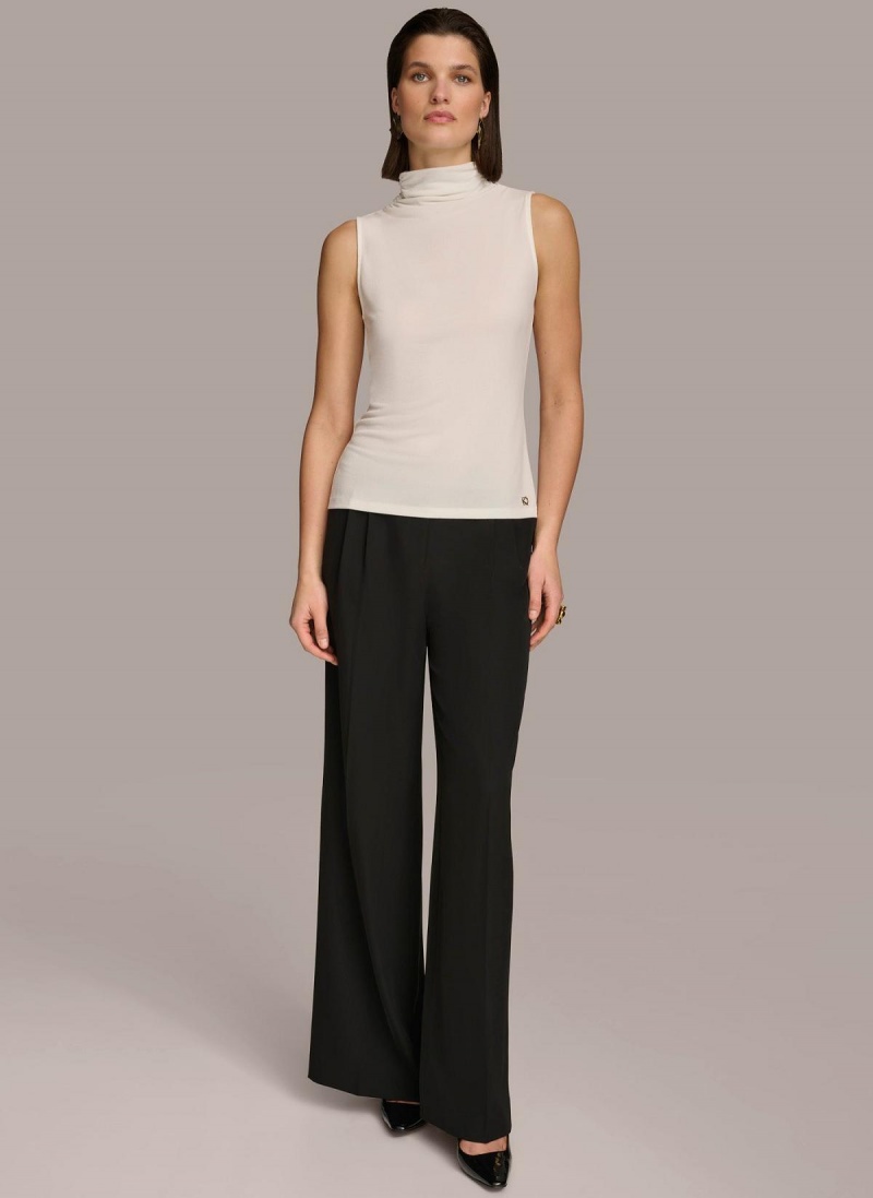 Cream Donna Karan Mockneck Sweaters and Tops | Canada_DK77345