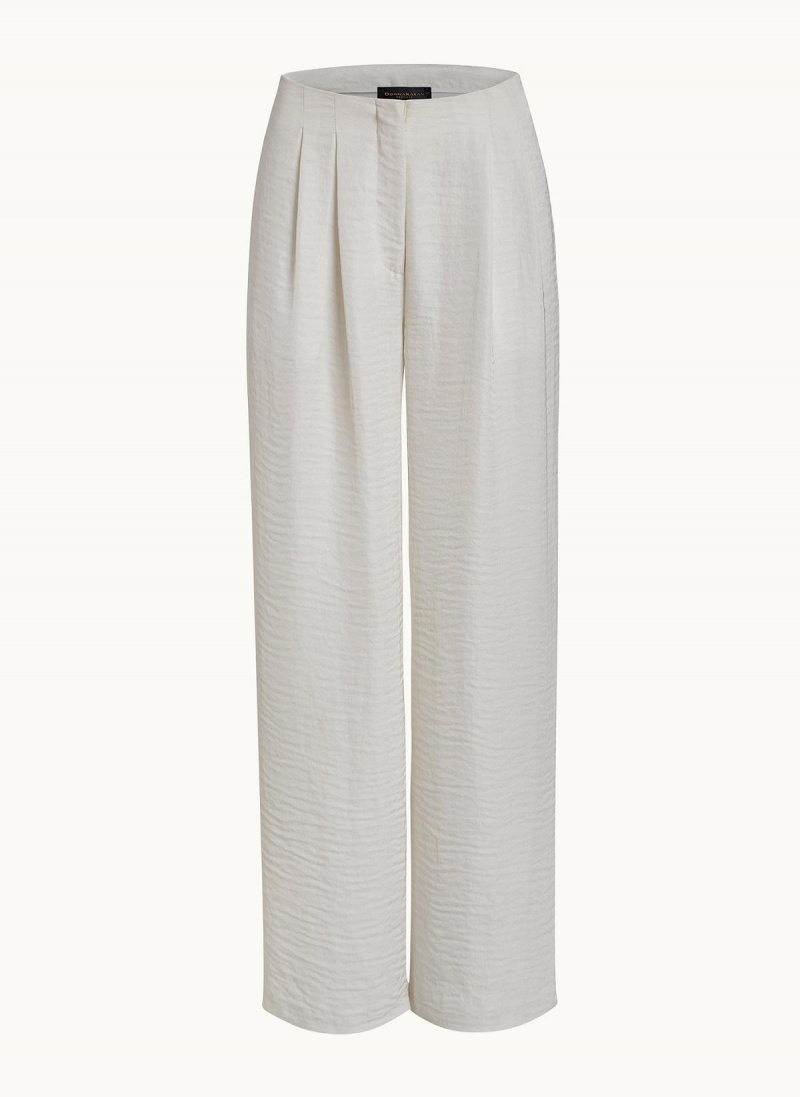 Cream Donna Karan Pleated Wide Leg Pants | Canada_DK28300