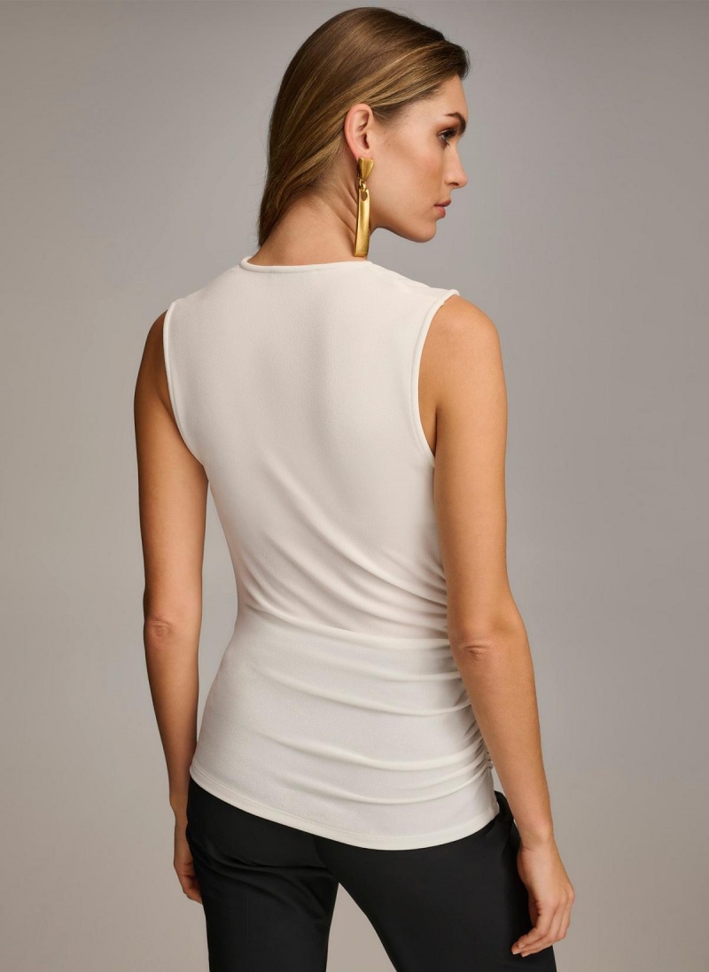 Cream Donna Karan Shoulder Hardware Sweaters and Tops | Canada_DK36923