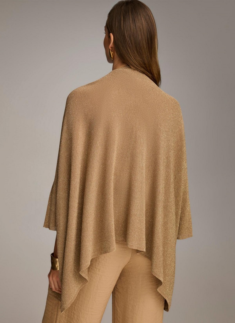 Gold Donna Karan Lurex Cardigan Sweaters and Tops | Canada_DK99582