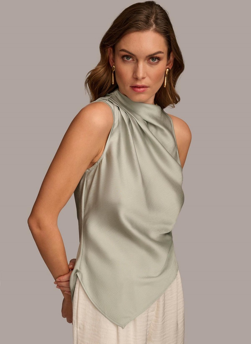 Grey Donna Karan Ruched With Angled Hem Sweaters and Tops | Canada_DK18972