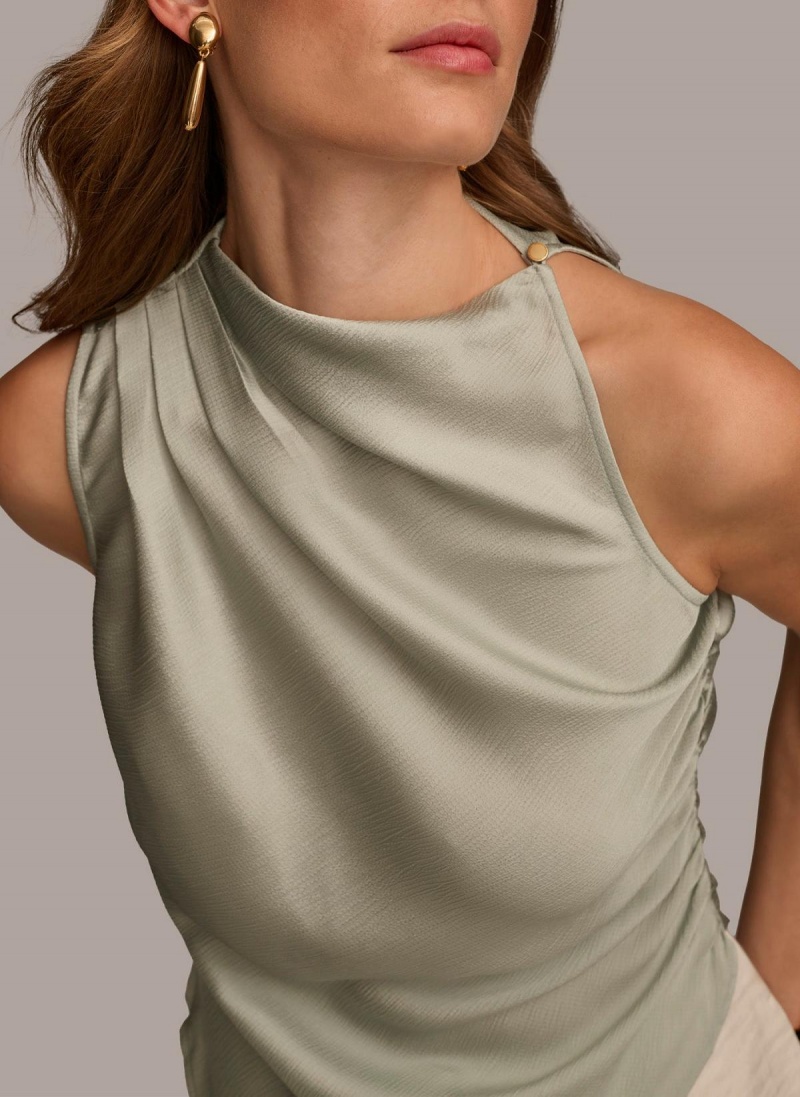 Grey Donna Karan Ruched With Angled Hem Sweaters and Tops | Canada_DK18972