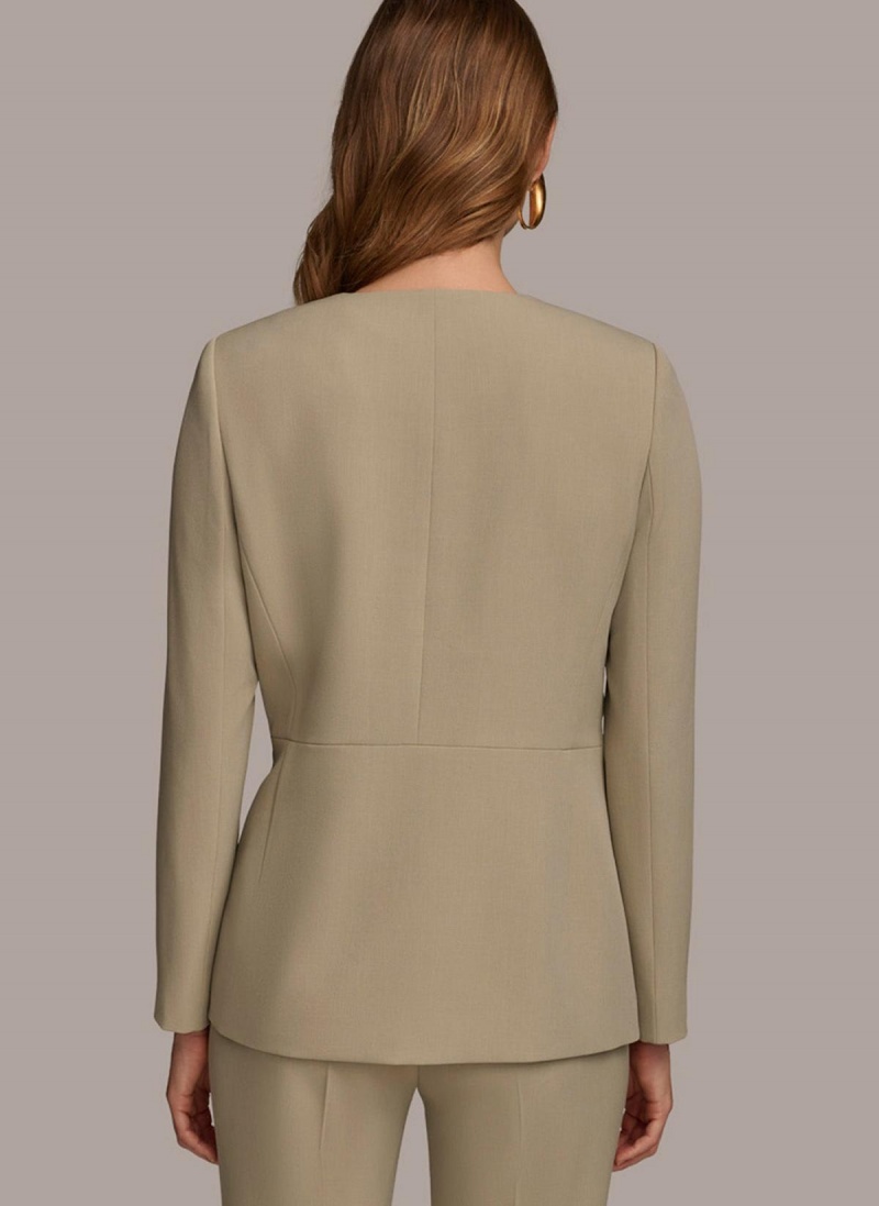 Light Green Donna Karan V Neck Cinched Closure Jacket | Canada_DK70844