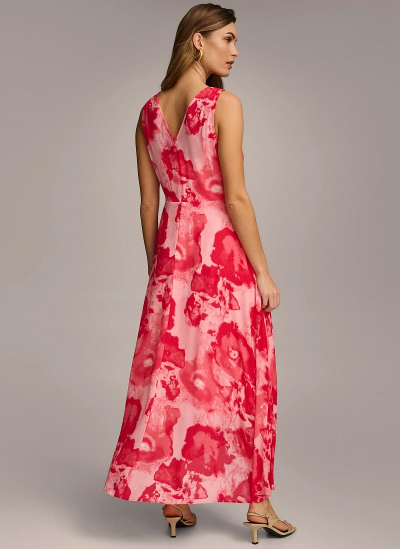 Pink Donna Karan Floral Midi Dress | Canada_DK29076