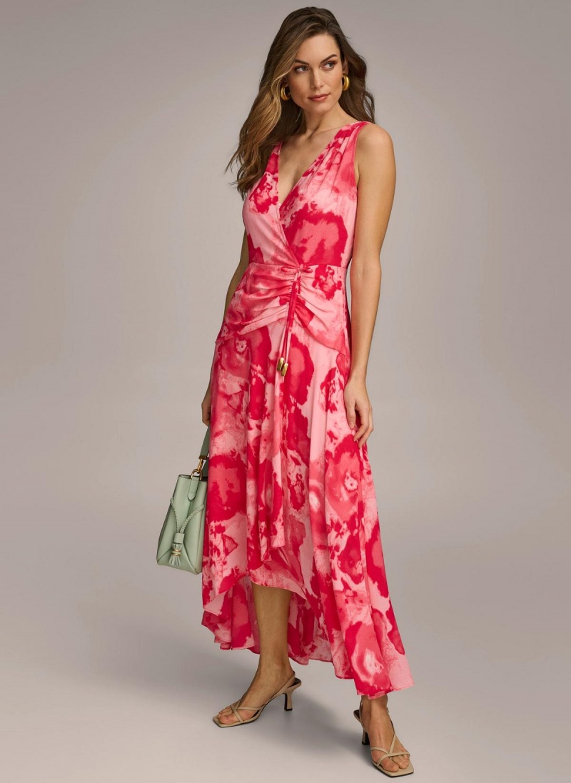 Pink Donna Karan Floral Midi Dress | Canada_DK29076