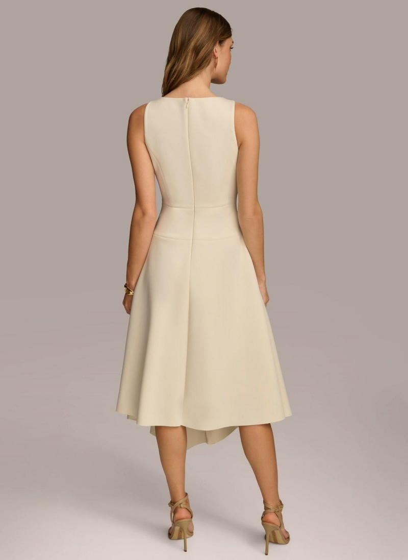 White Donna Karan Asymmetrical Midi Dress | Canada_DK96359