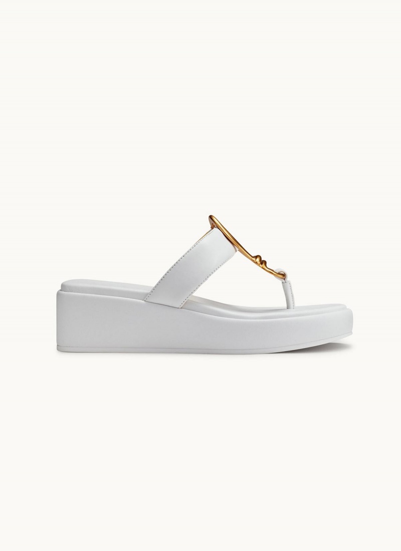 White Donna Karan Harlyn Wedge Sandals | Canada_DK80864