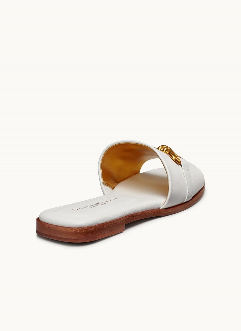 White Donna Karan Haylen Flat Sandals | Canada_DK36156