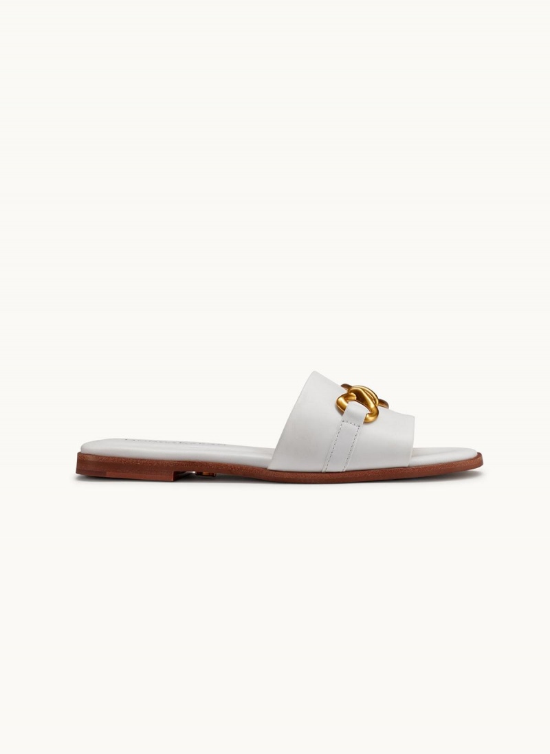 White Donna Karan Haylen Flat Sandals | Canada_DK36156