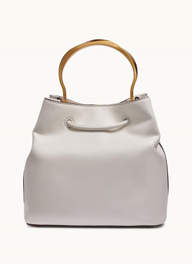 White Donna Karan Lawrence Bucket Satchel | Canada_DK98173