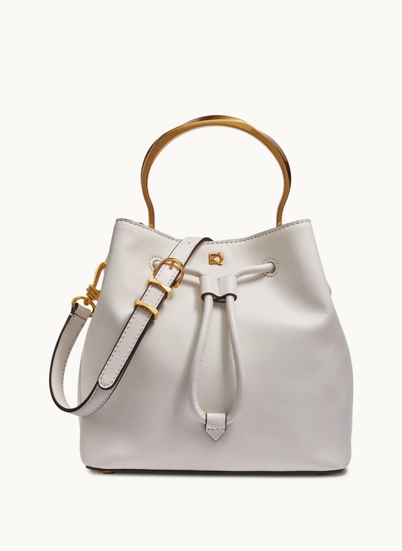 White Donna Karan Lawrence Bucket Satchel | Canada_DK98173