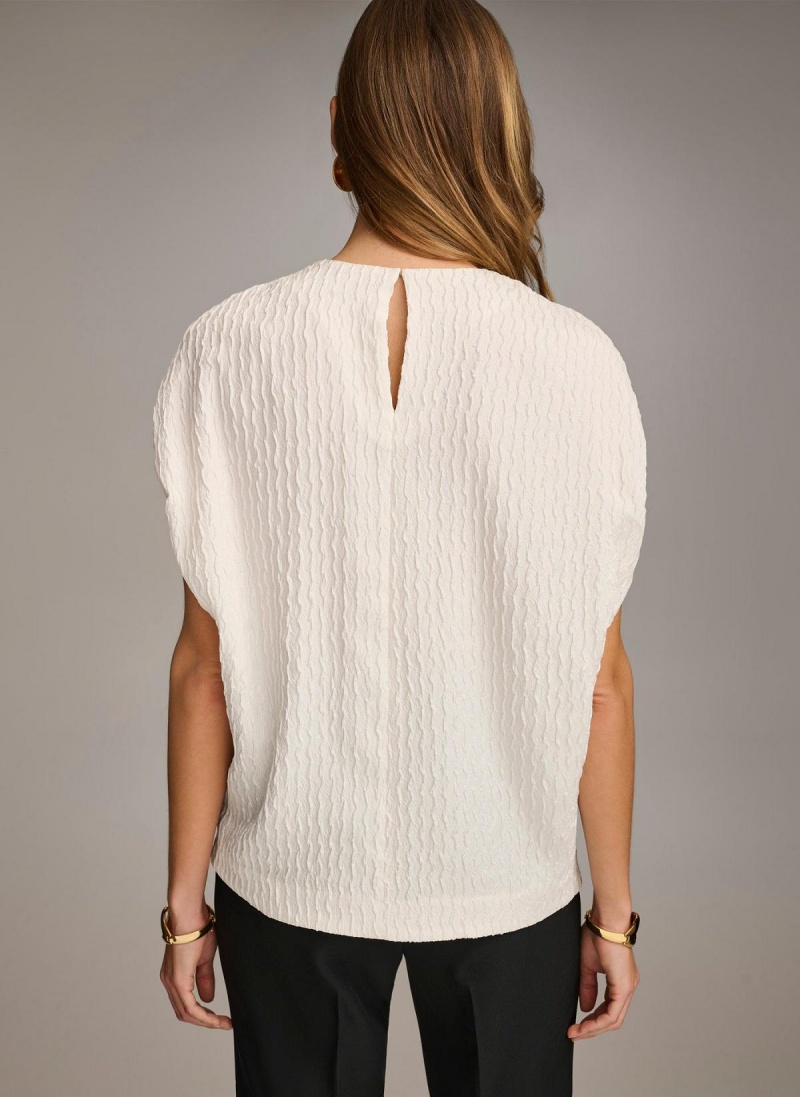 White Donna Karan Textured Sweaters and Tops | Canada_DK79929