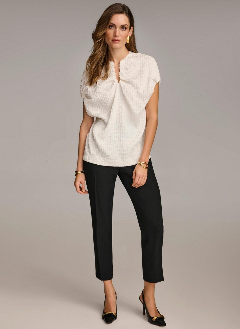 White Donna Karan Textured Sweaters and Tops | Canada_DK79929