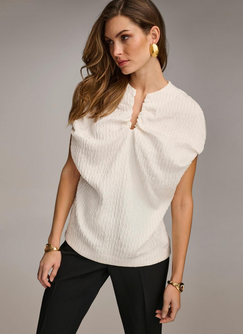 White Donna Karan Textured Sweaters and Tops | Canada_DK79929