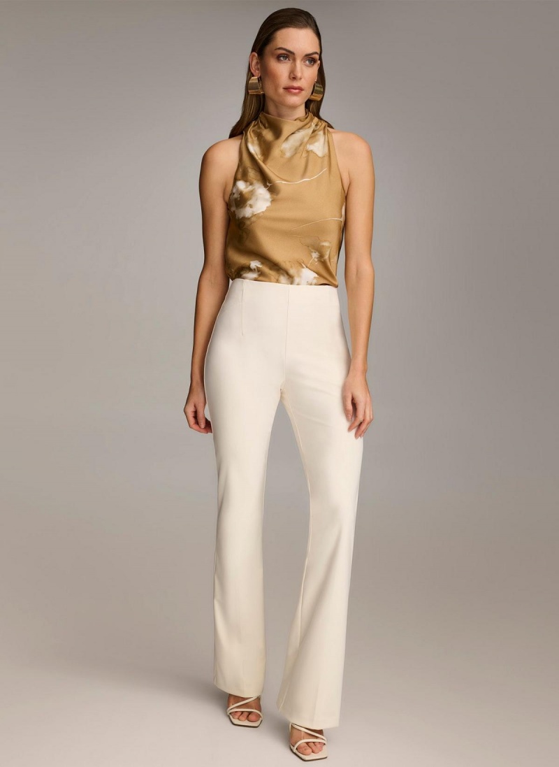 White Donna Karan Wide Leg Pants | Canada_DK99223